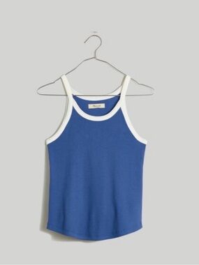 Madewell Supima Blue and White Rib '90s Tank